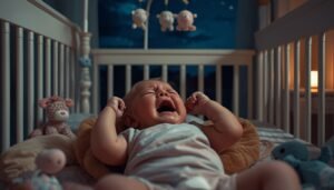 Baby crying in the crib
