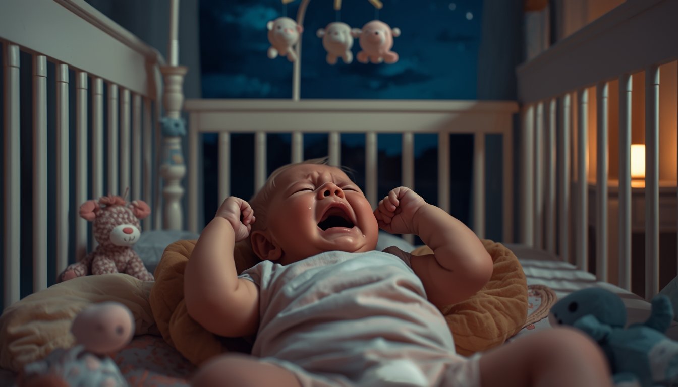 Baby crying in the crib